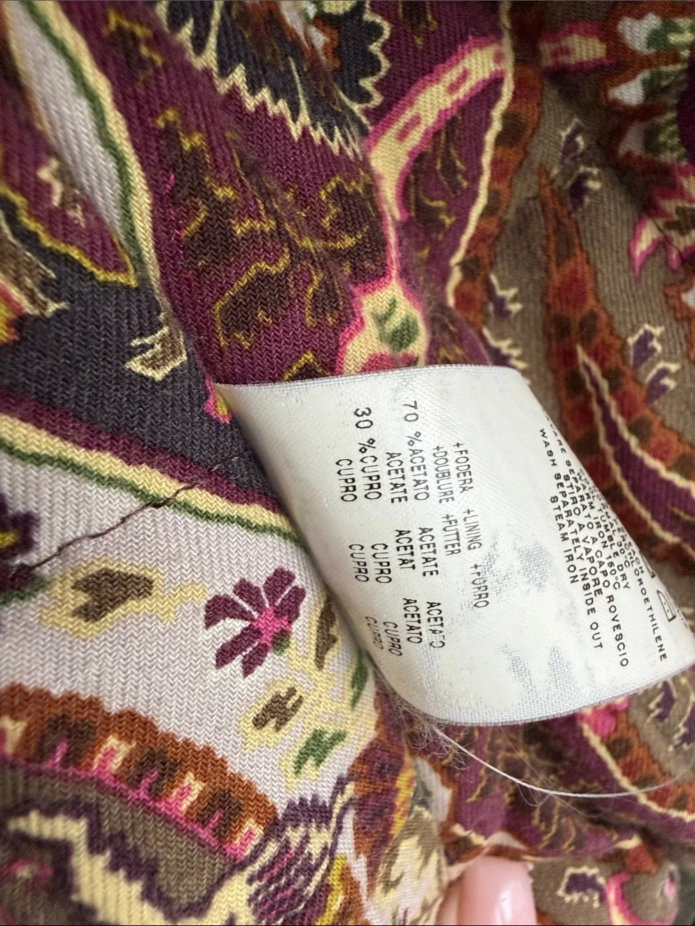 Etro Jeans Olive Paisley Lined Jacket with Branded Buttons size IT 42 S-M - Picture 5 of 10